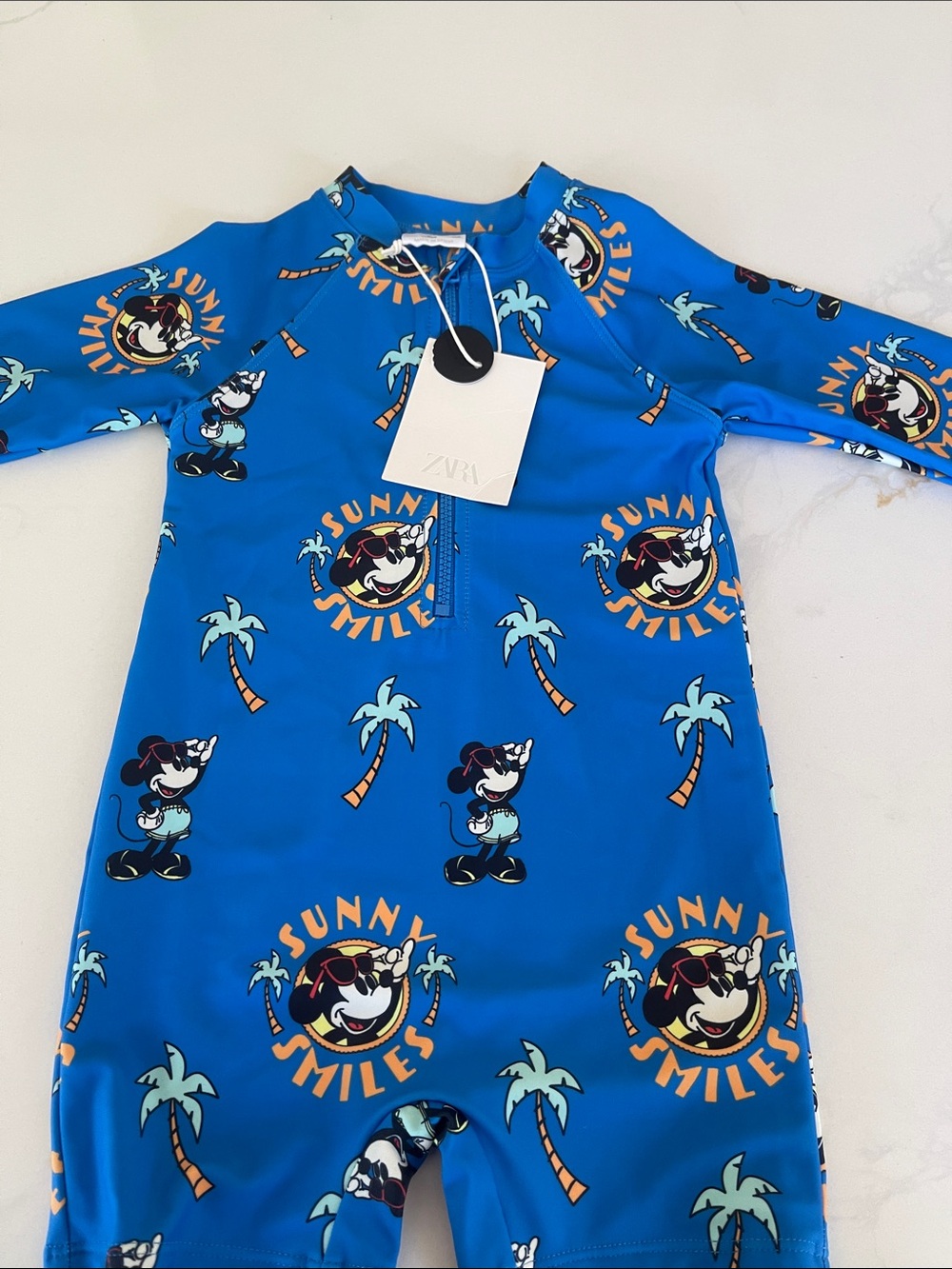 Zara Kids Blue Sunny Smiles Mickey Swim One-Piece